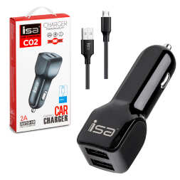 АЗУ Micro USB на 2 USB 2A C02 ISA черное оптом